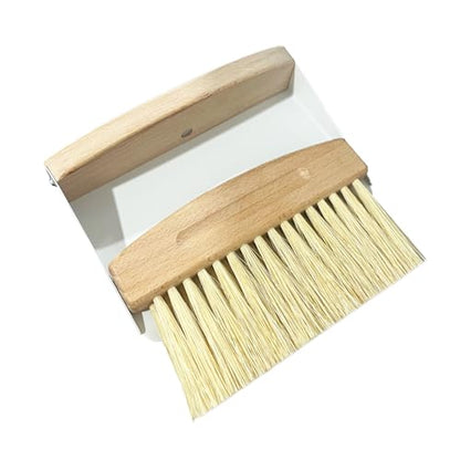 Mini Broom and Dustpan Set Small Metal Dustpan and Brush Set Hand Whisk Broom for Home Office Desktop Sofa Pet Care Household Cleaning (sisal Hemp bristles, White) - color: White