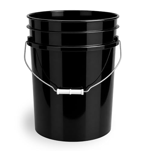 ePackageSupply 5 Gallon Bucket - Food Grade Bucket, Metal Handle Grip, BPA-Free, Heavy-Duty 90 Mil HDPE Plastic Pail, Stackable Utility Container, Made in USA, Lid Not Included, Black, 1 Pack - color: Black, size: 1 Pack