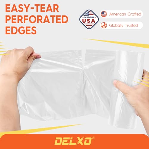 DELXO 30-33 Gallon Trash Bags, 250 Count Light to Medium Large Clear Garbage Bags, Thick Durable and Puncture-Resistant Plastic Bags for Kitchens, Yards & Offices, Made in USA - color: 33Gal-250Ct(Clear)