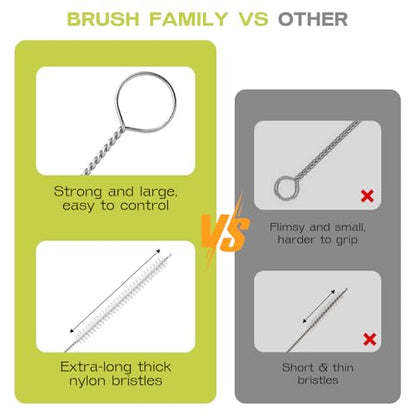 Reusable Straw Cleaner Brush Set - 8PCS Extra Long 12 inch Metal Straw Cleaning Brushes for Tumbler, Sippy Cup, Water Bottles, Pipes