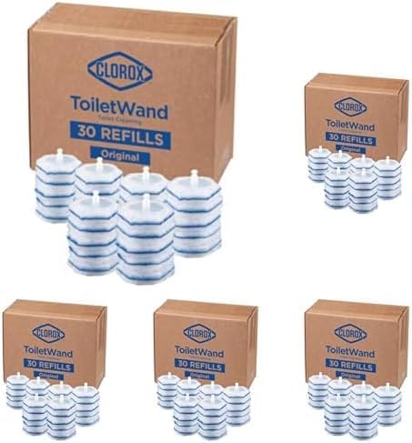 CLOROX ToiletWand Disinfecting Refills, Disposable Wand Heads (Package May Vary), 30 Count (Pack of 5) - size: 30 Count (Pack of 5)