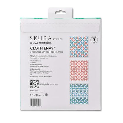 Skura Style x Eva Mendes Cloth Envy Reusable Swedish Dishcloths for Kitchen (Bulk 6 Pack) | Washable | Eco Friendly | Non-Scratch Cellulose | Reusable Paper Towel