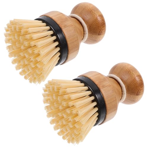 minkissy 2pcs Head Dish Scrubber Brushes for Kitchen Sink Cleaning Palm Scrub Brush with Stiff Bristles for Dish Washing