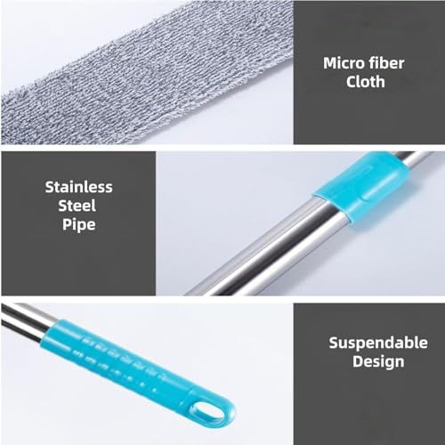 Flat Duster for Household Appliances – Dusting Cloth with Extension Pole, Telescopic Gap Duster, Bendable Dust Mop for Cleaning Under Tight Spaces, 37.4"x2.95"x1.18" (Telescopic 51.18in) - color: Telescopic 51.18in