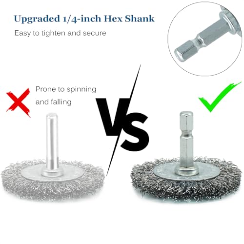 5-Pack 3-Inch Wire Wheel Brush Set for Drill | 1/4-Inch Hex Shank, Coarse Carbon Steel, Aggressive Rust Removal, Paint Stripping, Surface Abrasion - style: 3-inch Wheel Brush - 5 Piece
