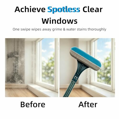 Window Screen Cleaning, 3 in 1 Mesh Window Screen Cleaning Brush with Squeegee, Wet Dry Dual-Use Multi-Purpose Cleaning Tool for Dusty Corners, Patio Door and Porch Screens (Blue)