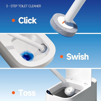 Disposable Toilet Brush and Holder Set with 18 Bowl Wand Cleaners Refill Pads, Bathroom Wall Mounted Toilet Bowl Cleaners Kit. - size: 1 wand + 18 heads