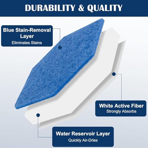 4 Pack Mop Refill Pads Compatible with Vileda Bath Magic Bathroom & Tub Mop, Triangle Sponge Scrubber Replacement for Cleaning Tiles, Glass Doors, and Corners