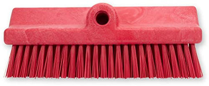 SPARTA 40423EC05 Plastic Floor Scrub Brush, Wall Brush, Equipment Brush With Nonabsorbent Bristles For Industrial Kitchens, Hospitals, Commercial Cleaning, 10 Inches, Red - color: Red
