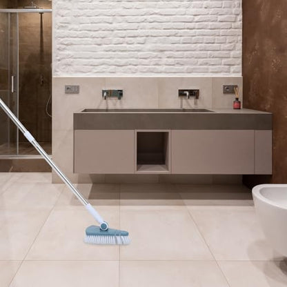 Bathroom Floor Cleaning Brush Long Handle Hard Bristle Tile Scrub Brush Dark Blue Multi-Purpose Floor Cleaner for Bathtub and Toilet Cleaning