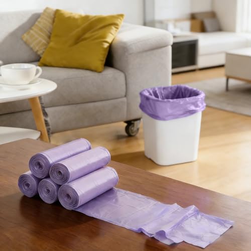 Drawstring Trash Bag 100PCS, Leakproof Small Trash Bags, Unscented Small Garbage Bags, 15 Liter Mini Wastebasket can Liners for Office Bedroom Bathroom, Darkpurple - color: 100Violet color