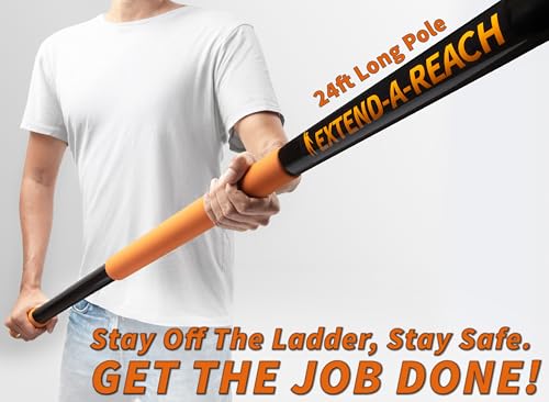 30 Foot High Reach Duster Kit with 5-24 ft Extension Pole // High Ceiling Dusting and Window Cleaning Kit with Telescopic Pole // Window Washer & Squeegee, Cobweb Duster, Fan Blade and Feather Duster - size: 24 feet
