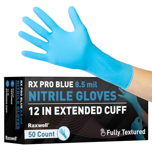 Raxwell Disposable Nitrile Gloves - Heavy Duty Cleaning Gloves - Elbow-Length Dishwashing & Kitchen Use - Chemical Resistant - size: XX-Large, style: 50 Count