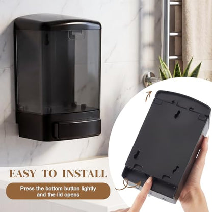 Hushee 8 Pcs Plastic Wall Mounted Soap Dispenser Commercial Manual Soap Containers Wall Dispenser for Kitchen Shower Hotel Liquid Shampoo Gel Chamber (33.8 oz 1000 ml,All Black) - color: All Black, size: 33.8 oz 1000 ml