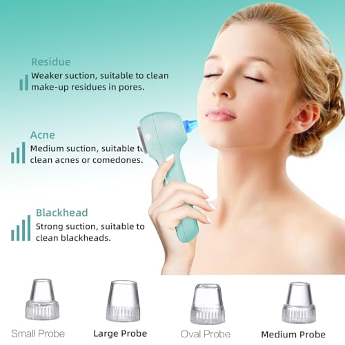 UMICKOO Face Scrubber Exfoliator,Facial Cleansing Brush Waterproof with LCD Screen,Blackhead Remover Vacuum with 5 Brush Heads,Face Spin Brush for Exfoliating, Massaging and Deep Pore Cleansing - color: Mintgreen