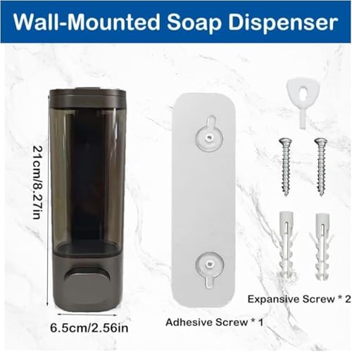 Wall Mounted Hand Soap Dispenser, 1 Chamber, 10oz/300ml Single Gun Gray Shampoo and Conditioner Dispenser, Bathroom Shower Dispenser Gel Lotion Dispenser，Organizer for Bathroom Kitchen Hotel - color: Gun Gray