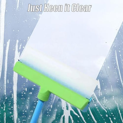 AquaSwipe Window Squeegee, Aqua Swipe Window Cleaner, Recyclable Silicone Window Squeegee Kit with Microfiber Scrubber, Glass Cleaning Tools for Shower Glass Mirror, Car(Blue) - color: Blue