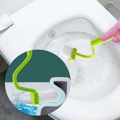 3-Pack Toilet Brush Set, V-Shaped Under Rim Cleaning Brushes with Curved Handles for Deep Corner Scrubbing, Flexible Bristles for Bathroom Sink Stove and Floor Drain, Green Pink Blue