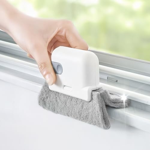 Window Track Cleaning Brush with Handle for Sliding Door Gaps Corners Tiles Sink Baseboards Blinds Crevices Use(White,2PCS) - color: White,2pcs, size: F