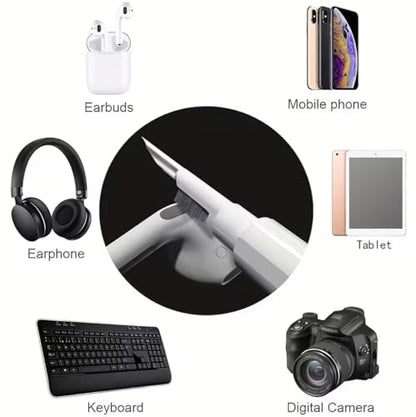 Cleaner Kit for Airpods Pro 1 2 3 4, Multi-Function Cleaning Tool with Brush Flocking Sponge for iPad iPhone,Earbuds,Wireless Earphones,Bluetooth Headphones Case,Camera,Laptop,Black - color: Black