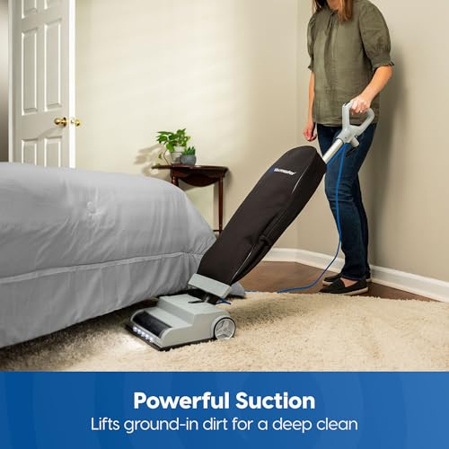 Vacmaster UB0402 Commercial Vacuum Cleaner Ultra-Lightweight 14L Capacity Bagged Upright Vac with LED Headlight and 2-Speed Setting Powerful Suction for Pets, Carpets & Hard Floor - color: Gray