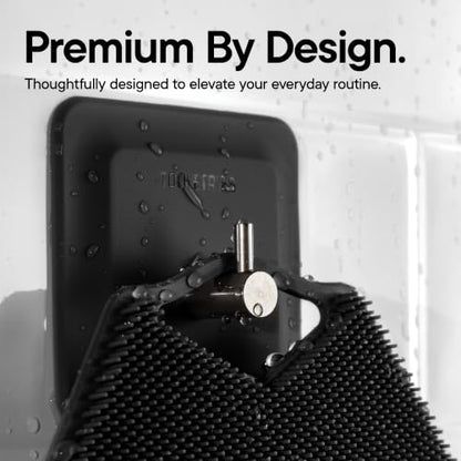 TOOLETRIES Arnold Silicone Shower Hook, Adhesive Hooks for Inside Shower, Waterproof Bathroom Organizer for Scrubbers, Loofahs, Towels & Bathroom Accessories, Removable & Reusable - Charcoal