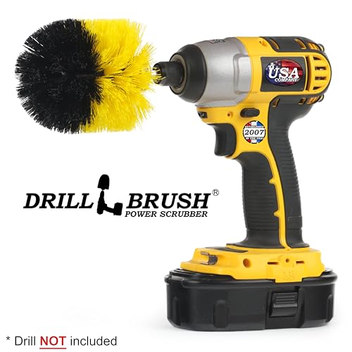 Drill Brush - Bathroom Cleaning Accessories - Shower Cleaner Brush - Scrub Brush - Bath Mat - Bathtub Brush - Sink Brush - Toilet Scrubbing Brush - Tile Flooring Cleaner - Grout Cleaner Brush for Home - color: All Purpose Medium-yellow