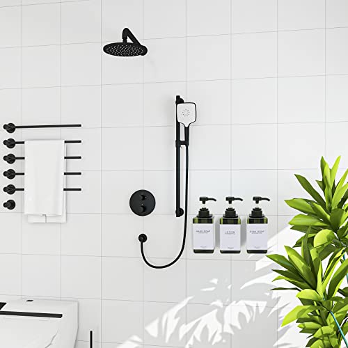 Shampoo and Conditioner Dispenser for Shower Wall 3 Chamber - Drill Free Square Shower Soap Dispenser Wall Mount with Waterproof Labels (3 Bottles 3 Wall Mounts-Green) - color: 3 Bottles 3 Wall Mounts-green