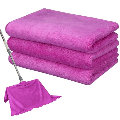 Newwiee 3 Pcs Extra Large Microfiber Cleaning Cloth 30" x 20" Washable Reusable Microfiber Towel Streak Free Lint Free Cloth for Cleaning Home Glass Office Window Bathrooms (Purple) - color: Purple
