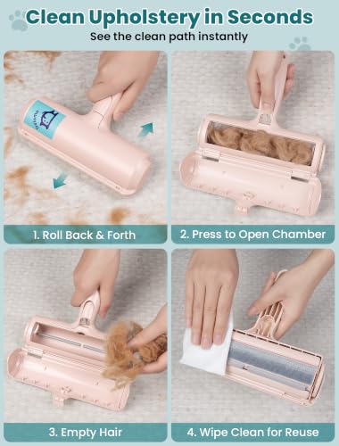 DELOMO Pet Hair Removal Tool, Pet Hair Remover - Lint Roller for Pet Hair - Cat and Dog Hair Remover for Couch, Furniture, Carpet, Car Seat, Reusable Lint Roller with Fur Bin, Pet Owner Essential - color: D: Pink（gift Choice）