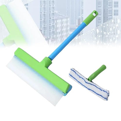 AquaSwipe Window Squeegee, Aqua Swipe Window Cleaner, Recyclable Silicone Window Squeegee Kit with Microfiber Scrubber, Glass Cleaning Tools for Shower Glass Mirror, Car(Green) - color: Green