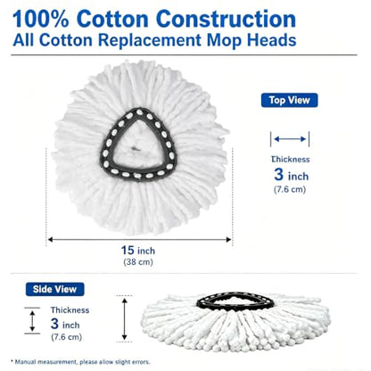 20 Pack Spin Mop Replacement Heads, 100% Microfiber Mop Refill for Easy Wring Compatible with Triangle Spin Mop, 360 Degree Spinning Replace Head for Floor Cleaning - size: 20Pack