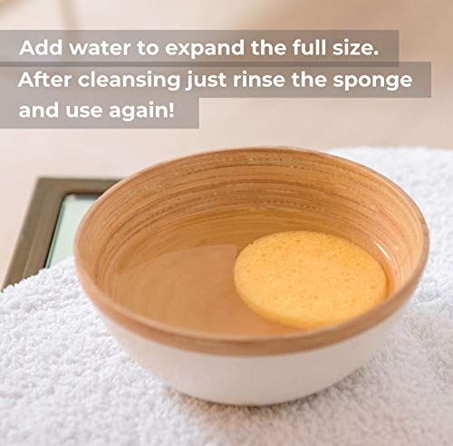 Facial Sponges - 50 Count Compressed Cellulose Face Cleansing and Exfoliating Sponges, Reusable Makeup Mask Remover, Round Face Cleaning Sponge Pads