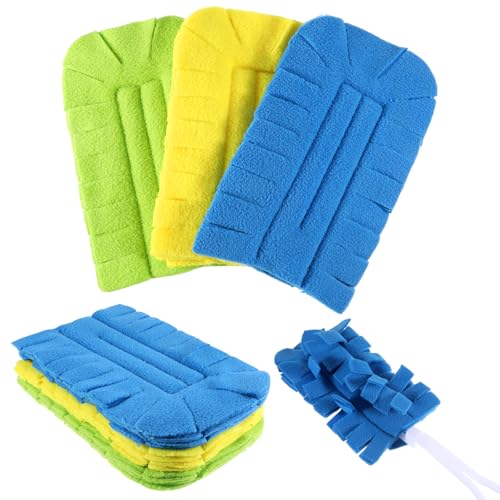 3PCS Reusable Duster Refills Washable Reusable 360° Electrostatic Microfiber Pads Fleece Duster Refill with 1Handle Fleece Duster-Refills Cleaning Pads for Home Furniture Fans Blinds Car Pet