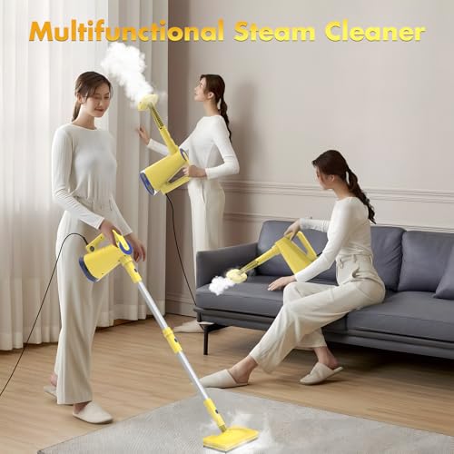 Steam Mop & Detachable Handheld Steam Cleaner for Home and Floor Cleaning, 230°F Floor Steamer for Deep Cleaning, 15s Heat-Up with Multi-purpose Attachments Hardwood Floors, Tile,Grout,Furniture