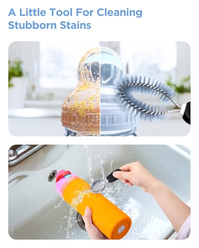 EasyAcc Water Bottle Cleaner Brush, 3 Pack 15 Inches Straw Brush Cleaner for Owala Stanley Hydroflask, Long Handle, with Straw Cleaner & Nipple Brush, for Coffee Mugs, Ice Tea Jars - color: Black