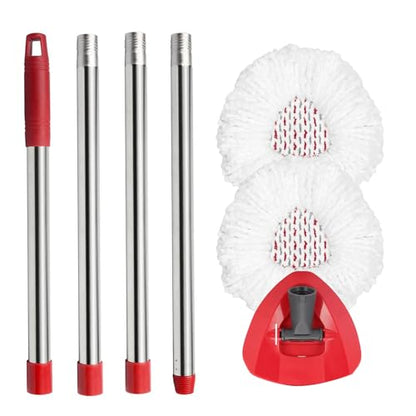 Microfiber Spin Mop Replace Head, Mops Base, Handle Compatible with O Cedar EasyWring 1-Tank Spin Mop Refills (New White-Centre 40% More (1-Tank System)) - color: New White-centre 40% More (1-tank System)