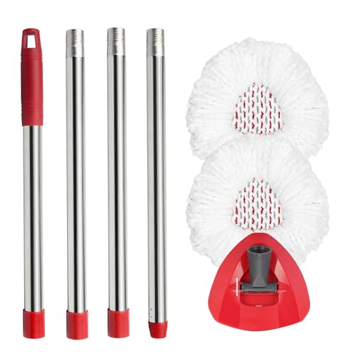 Microfiber Spin Mop Replace Head, Mops Base, Handle Compatible with O Cedar EasyWring 1-Tank Spin Mop Refills (New White-Centre 40% More (1-Tank System)) - color: New White-centre 40% More (1-tank System)