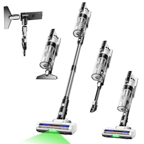 Trucozie Cordless Vacuum Cleaner, Self-Standing Lightweight Stick Vacuum with 50 mins Runtime, Powerful Suction, Anti-Tangle Wireless Vacuum for Home, Hardwood Floor, Carpet, Pet Hair, White - color: White
