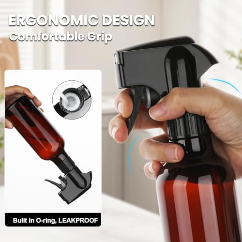 Plastic Spray Bottles 12oz Mist Continuous Spraying Bottle Heavy Duty Empty Water Spray Bottles for Hair, Cleaning Solutions, Plants，Essential Oils 1 Pack (Brown-1pcs) - color: Brown-1pcs