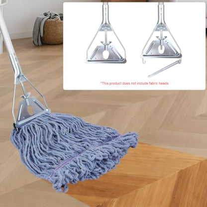 Mop Handle Commercial Heavy Duty - 57 Inch Industrial Metal Clamp Mop Stick Replacement for Floor Cleaning - Professional Mops Head Replacement Holder - color: Black 1 - Metal Clamp