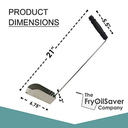 V-Shaped Deep Fryer Strainer Scoop – Frying, Scooper, Skimmer Spoon - Heat Resistant to 750F - Oil & Food Crumbs Strainer for Diner, Restaurant & Hotel by FryOilSaver Co. - style: Scoop