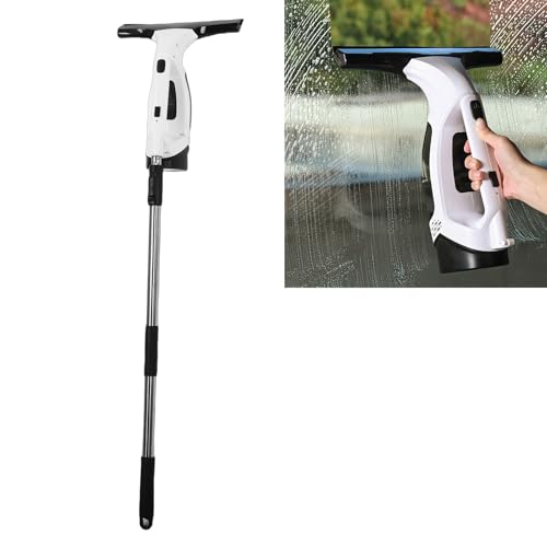 Window Vacuum Squeegee with 150ml Tank | 1.2kPa Cordless Suction, 11in Silicone Vane/Wing for Shower & Mirror