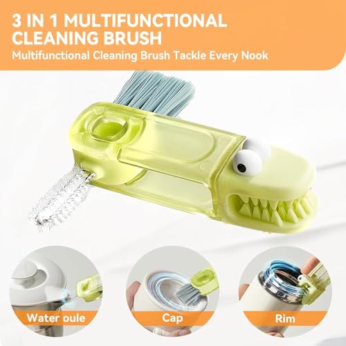 4-in-1 Lid Crevice Cleaning Brush Kit Multi-Purpose Bottle Scrubber Silicone Lid Groove Cleaner Household Kitchen Gap Scrub Tool Keyboard Dusting Brush（3PCS）