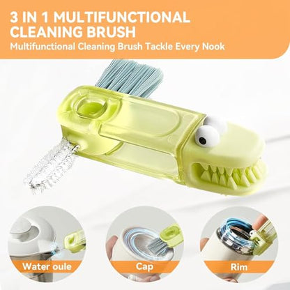 4-in-1 Lid Crevice Cleaning Brush Kit Multi-Purpose Bottle Scrubber Silicone Lid Groove Cleaner Household Kitchen Gap Scrub Tool Keyboard Dusting Brush（3PCS）