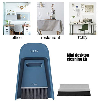 Mini Dustpan and Brush Set, Portable Snap on Design Desktop Cleaning Brush Handheld Crumb Sweeper for Sofa Car Kitchen (Dark Blue) - color: Dark Blue