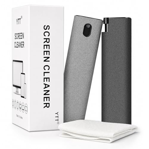 YTT Screen Cleaner, Screen Cleaner Spray Kit with Ultra-Fine Microfiber Cloth, Touchscreen Mist Cleaner for iPhone, iPad, MacBook, Laptop, Monitor & TV, Streak-Free Cleaner, Gray & Light Gray, 2 Pack - color: Grey+Light Grey