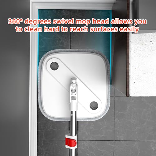 Spin Mop and Bucket Set with Self Separation Dirty and Clean Water System, Self Wringing 360° Rotating Square Mop Head for Home Floors Cleaning (1.0 Mop and Bucket Set (8 Pads)) - size: 1.0 Mop and Bucket Set (8 pads)