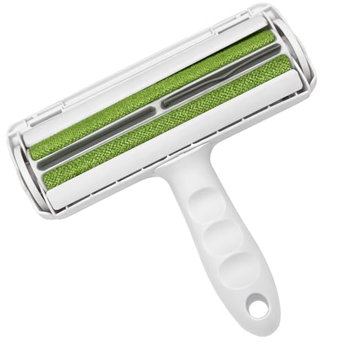 Reusable Pet Hair Remover Roller - Dog and Cat Hair on Couch, Bedding, Car, Rugs & Furniture - Portable and Eco-Friendly (White/Green) - color: White/Green