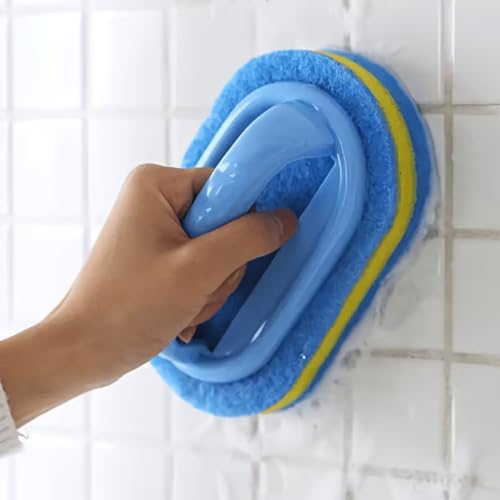 Handheld Sponge Scrubber, Dual-Color Design - Multi-Purpose Manual Cleaning Brush, Suitable for Bathtubs, Kitchens, Bathrooms, Etc. - Ideal for Cleaning Tiles, Pots, Stains, and Bathroom Accessories